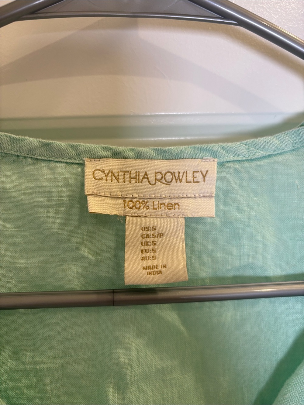 Cynthia Rowley 100% Linen Mint Green Peasant Blouse Size Small - Picture 2 of 4